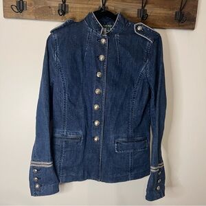 Lauren Ralph Lauren Women's Dark Blue Military-Style Denim Jacket